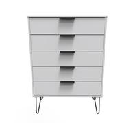 Ready Assembled 2 U Fuji 5 Drawer Chest (Ready Assembled) in Mid Grey Ready Assembled 2 U Mid Grey