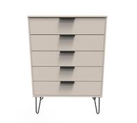 Ready Assembled 2 U Fuji 5 Drawer Chest (Ready Assembled) in Taupe Ready Assembled 2 U Taupe