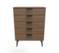 Ready Assembled 2 U Fuji 5 Drawer Chest (Ready Assembled) in Walnut Ready Assembled 2 U Walnut