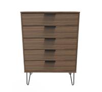 Ready Assembled 2 U Fuji 5 Drawer Chest (Ready Assembled) in Walnut Ready Assembled 2 U Walnut