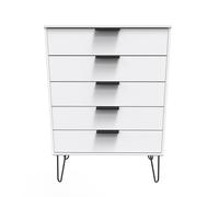 Ready Assembled 2 U Fuji 5 Drawer Chest (Ready Assembled) in White Ready Assembled 2 U White