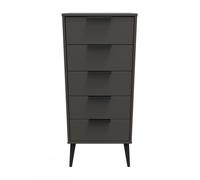 Ready Assembled 2 U Fuji 5 Drawer Tallboy (Ready Assembled) in Dark Grey Ready Assembled 2 U Dark Grey