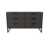 Ready Assembled 2 U Fuji 6 Drawer Wide Chest (Ready Assembled) in Dark Grey Ready Assembled 2 U Dark Grey