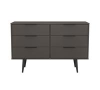 Ready Assembled 2 U Fuji 6 Drawer Wide Chest (Ready Assembled) in Dark Grey Ready Assembled 2 U Dark Grey