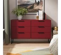Ready Assembled 2 U Fuji 6 Drawer Wide Chest (Ready Assembled) in Dark Red Ready Assembled 2 U Dark Red