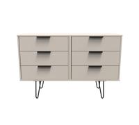 Ready Assembled 2 U Fuji 6 Drawer Wide Chest (Ready Assembled) in Taupe Ready Assembled 2 U Taupe