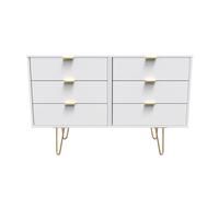 Ready Assembled 2 U Fuji 6 Drawer Wide Chest (Ready Assembled) in White Ready Assembled 2 U White