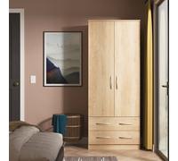 Welcome Furniture Ltd Avon Double 2 Drawer Wardrobe in Nebraska Oak - Ready Assembled, Brown