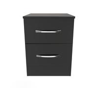 Welcome Furniture Ltd Avon 2 Drawer Compact Bedside Cabinet in Black - Ready Assembled, Black