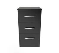 Ready Assembled 2 U Hampshire 3 Drawer Bedside Cabinet (Ready Assembled) in Black Ready Assembled 2 U Black