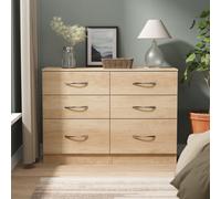 Ready Assembled 2 U Hampshire 6 Drawer Wide Chest (Ready Assembled) in Light Brown Ready Assembled 2 U Light Brown
