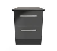 Ready Assembled 2 U Harrow 2 Drawer Bedside Cabinet (Ready Assembled) in Black | Size: Small Ready Assembled 2 U Black Small