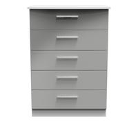 Ready Assembled 2 U Harrow 5 Drawer Chest (Ready Assembled) in Grey Ready Assembled 2 U Grey
