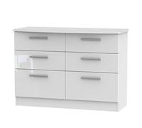 Welcome Furniture Ready Assembled Fourisse 6-Drawer Midi Chest of Drawers - White