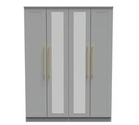 Ready Assembled 2 U Helmsley Tall 4 Door 2 Centre Mirrors (Ready Assembled) in Dark Grey Ready Assembled 2 U Dark Grey