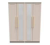 Welcome Furniture Ready Assembled Waltham Tall 4 Door Wardrobe - Kashmir Matt, Cream