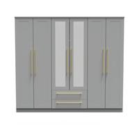 Welcome Furniture Ready Assembled Waltham Tall 6 Door Wardrobe - Dust Grey