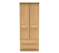 Ready Assembled 2 U Hereford 2 Door 2 Drawer Wardrobe with Shelf & Hang(Ready Assembled) in Light Oak Ready Assembled 2 U Light Oak