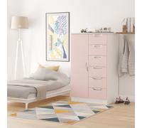 Ready Assembled 2 U Holborn 1 Door 5 Drawer Kids Robe (Ready Assembled) in Dusty Pink | Size: Large Ready Assembled 2 U Dusty Pink Large