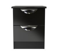 Welcome Furniture Ready Assembled Camden 2 Drawer Bedside Cabinet In Black Gloss, Black