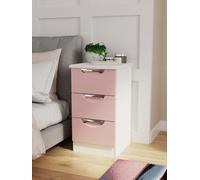 Ready Assembled 2 U Holborn 3 Drawer Bedside (Ready Assembled) in Dusty Pink | Size: Small Ready Assembled 2 U Dusty Pink Small