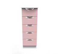 Ready Assembled 2 U Holborn 5 Drawer Tall Bedside (Ready Assembled) in Dusty Pink Ready Assembled 2 U Dusty Pink