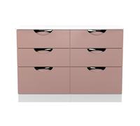 Ready Assembled 2 U Holborn 6 Drawer Wide Chest (Ready Assembled) in Dusty Pink Ready Assembled 2 U Dusty Pink