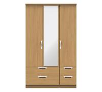 Ready Assembled 2 U Holborn Triple 2 Drawer Mirror + Drawer Wardrobe (Ready Assembled) in Brown Ready Assembled 2 U Brown