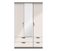 Ready Assembled 2 U Holborn Triple 2 Drawer Mirror + Drawer Wardrobe (Ready Assembled) in Taupe Ready Assembled 2 U Taupe