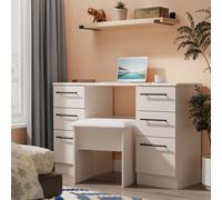 Ready Assembled 2 U Howard 6 Drawer Kneehole Desk (Ready Assembled) in Taupe Ready Assembled 2 U Taupe