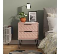 Welcome Furniture Harlequin 2 Drawer Bedside Cabinet, Pink