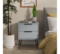 Welcome Furniture Ltd Harlequin 2 Drawer Compact Bedside Cabinet in Denim Blue - Ready Assembled, Blue