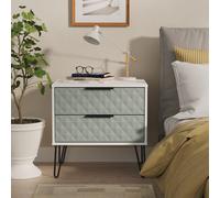 Welcome Furniture Ltd Harlequin 2 Drawer Bedside Table in Duck & White Matt - Ready Assembled, Blue