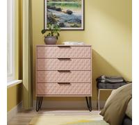 Ready Assembled 2 U Islay 4 Drawer Chest (Ready Assembled) in Dusty Pink | Size: Medium Ready Assembled 2 U Dusty Pink Medium