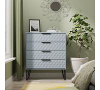 Ready Assembled 2 U Islay 4 Drawer Chest (Ready Assembled) in Light Blue | Size: Medium Ready Assembled 2 U Light Blue Medium