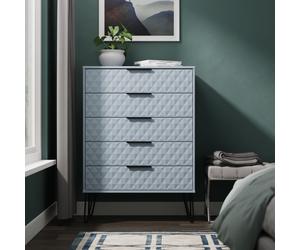 Ready Assembled 2 U Islay 5 Drawer Chest (Ready Assembled) in Light Blue | Size: Large Ready Assembled 2 U Light Blue Large