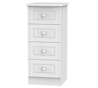 Ready Assembled 2 U Lancaster 4 Drawer Tall Bedside (Ready Assembled) in White Ready Assembled 2 U White