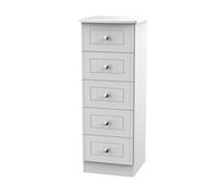 Ready Assembled 2 U Lancaster 5 Drawer Tall Bedside (Ready Assembled) in Grey Ready Assembled 2 U Grey