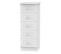 Ready Assembled 2 U Lancaster 5 Drawer Tall Bedside (Ready Assembled) in White Ready Assembled 2 U White