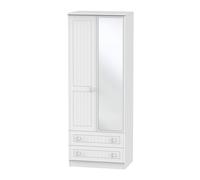 Ready Assembled 2 U Lancaster Tall 2 Door 2drw Mirrored Wardrobe (Ready Assembled) in White Ready Assembled 2 U White
