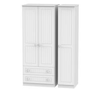 Ready Assembled 2 U Lancaster Triple 2 Drawer Wardrobe (Ready Assembled) in White Ready Assembled 2 U White