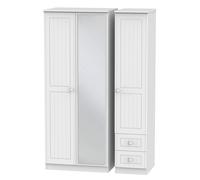 Ready Assembled 2 U Lancaster Triple Mirror + Drawer Wardrobe (Ready Assembled) in White Ready Assembled 2 U White