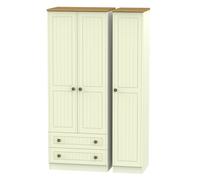 Ready Assembled 2 U Lancaster Triple Wardrobe with 2 Drawers (Ready Assembled) in Cream Ready Assembled 2 U Cream