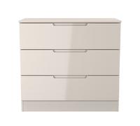 Crowndale Milan 3 Drawer Kashmir Gloss and Kashmir Chest of Drawers Ready Assembled - Kashmir Gloss & Kashmir - Wilko