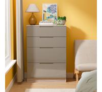 Crowndale Milan 4 Drawer Grey Gloss and Grey Oak Deep Chest of Drawers Ready Assembled - Grey Gloss & Grey Oak - Wilko