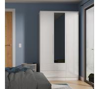 Ready Assembled 2 U Lucca Tall 2 Drawer Tiple Mirror Wardrobe (Ready Assembled) in White | Size: Large Ready Assembled 2 U White Large