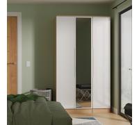 Welcome Furniture Ready Assembled Milan Tall Triple Mirrored Wardrobe In White Gloss & Bardolino Oak, White