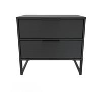Welcome Furniture Ready Assembled Diego G 2 Drawer Bedside Cabinet In Black Ash, Black