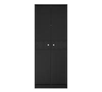 Genoa Ready Assembled Contemporary Matt Black Tall Double Wardrobe (H)1960mm (W)740mm (D)520mm