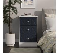 San Jose Ready Assembled Matt Indigo & White 3 Drawer Bedside Chest (H)726mm (W)450mm (D)395mm